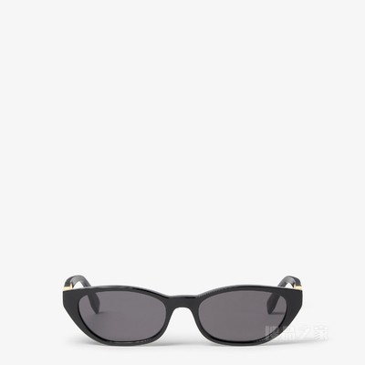 Baguette 低横梁设计黑色醋酸酯材料太阳镜