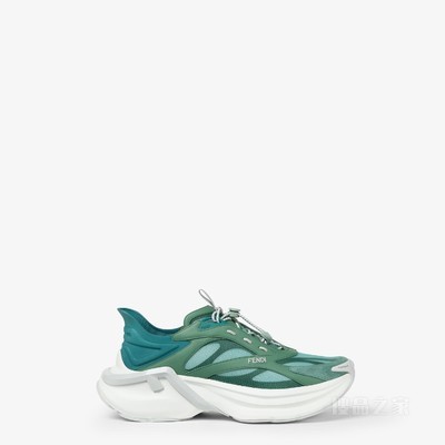 FENDI F-Light运动鞋 绿色网眼布配皮革跑鞋