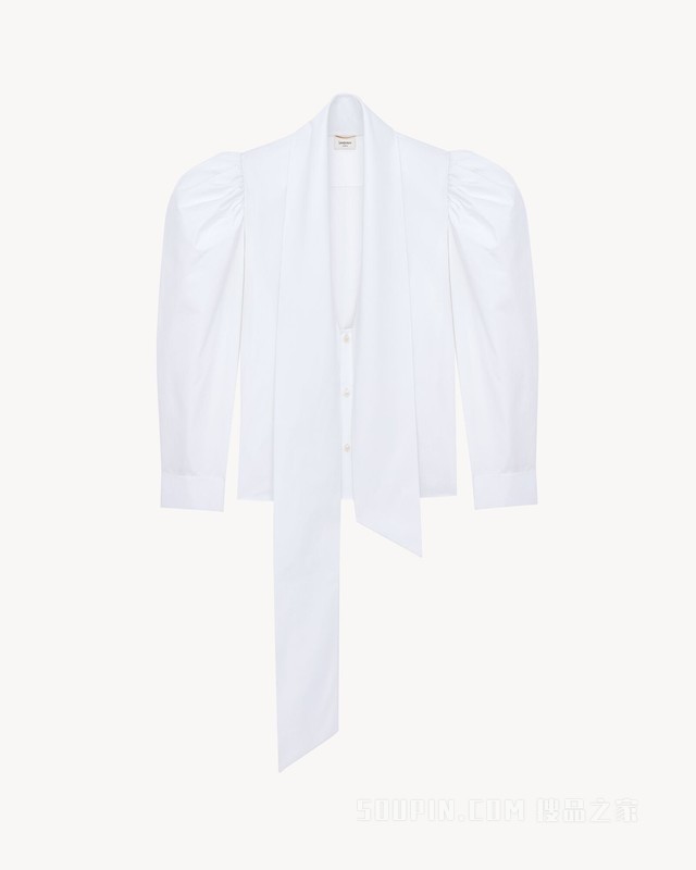 棉府绸灯笼袖衬衫