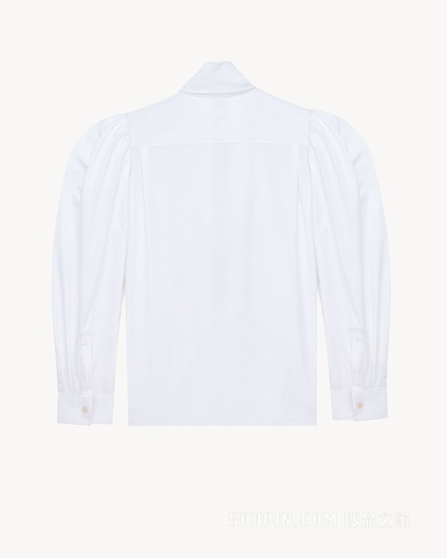 棉府绸灯笼袖衬衫