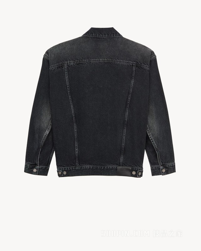 超大70年代风格陈旧蓝色牛仔夹克