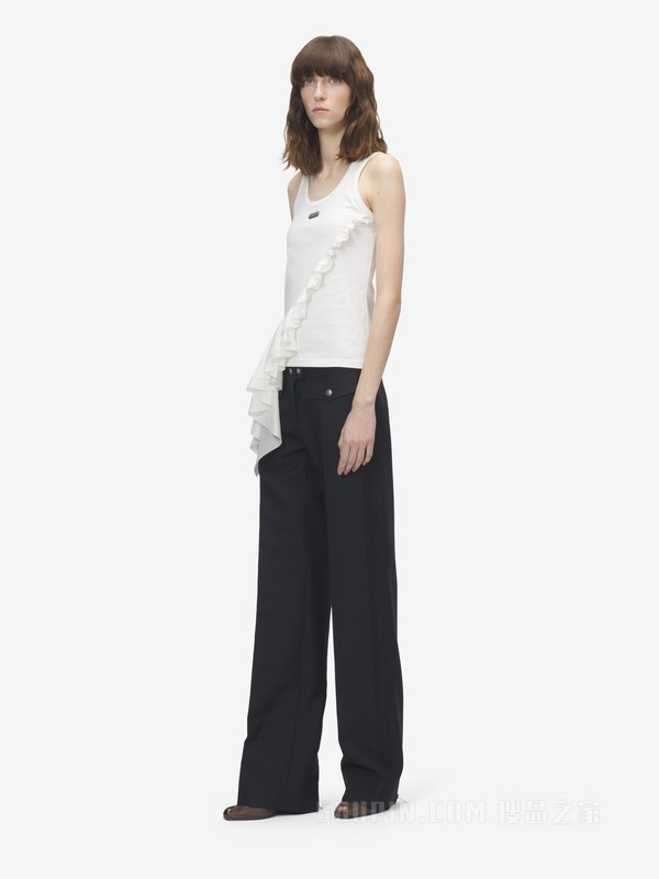 不对称荷叶边运动背心