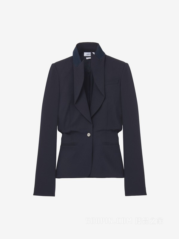 折叠翻领单排扣夹克