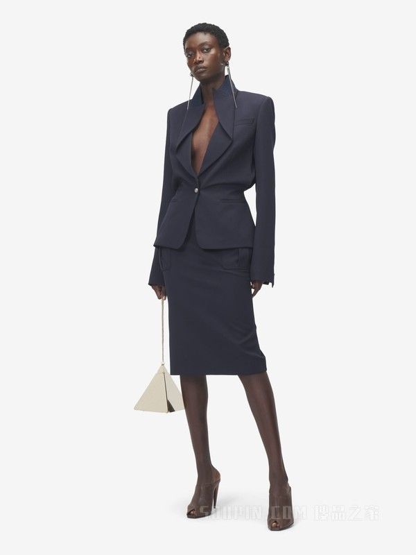 折叠翻领单排扣夹克