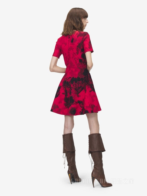 花卉提花迷你连衣裙