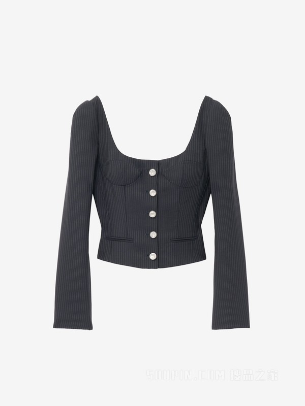 细条纹修身夹克