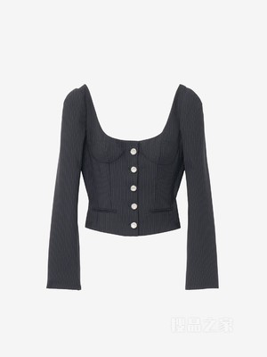 细条纹修身夹克