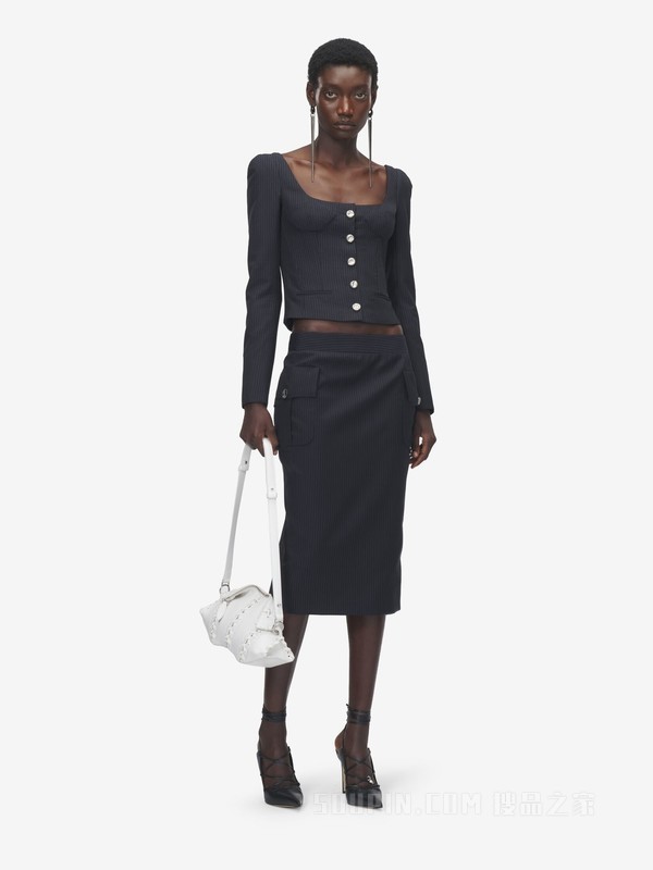 细条纹修身夹克