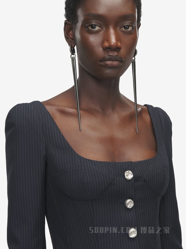 细条纹修身夹克
