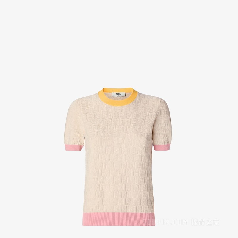 毛衣 浅米色棉质和桑蚕丝毛衣