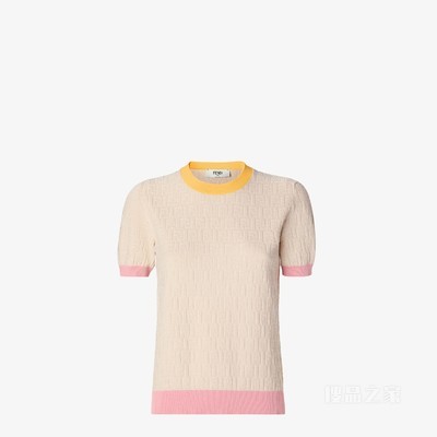 毛衣 浅米色棉质和桑蚕丝毛衣