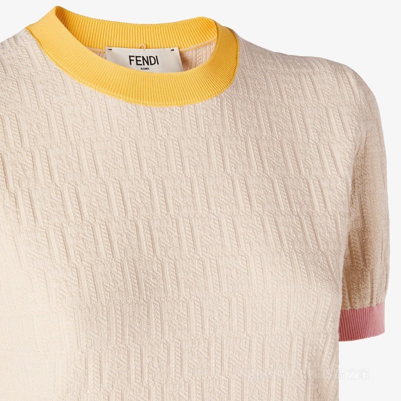 毛衣 浅米色棉质和桑蚕丝毛衣