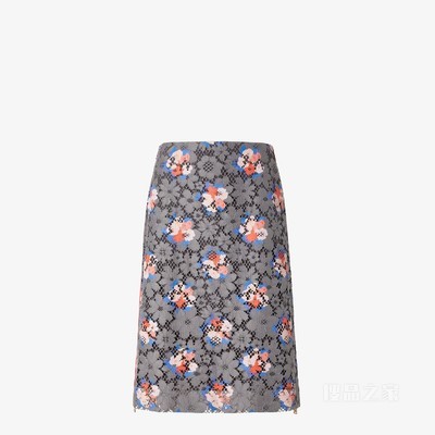 半身裙 印花灰色蕾丝半身裙