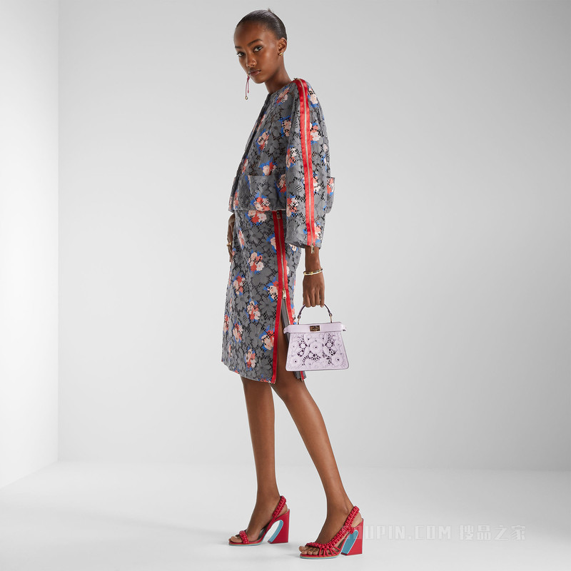 半身裙 印花灰色蕾丝半身裙