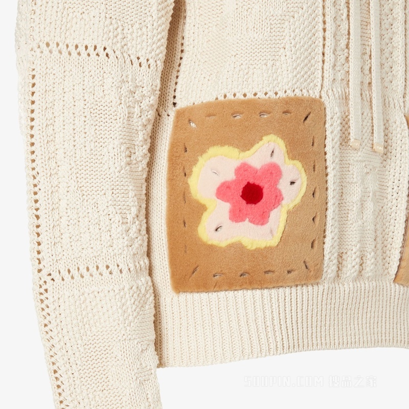 毛衣 浅米色钩针编织棉质毛衣