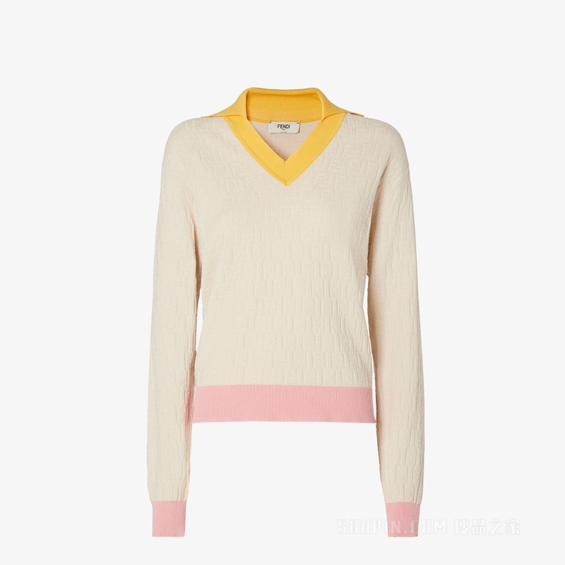 毛衣 浅米色棉质和桑蚕丝毛衣