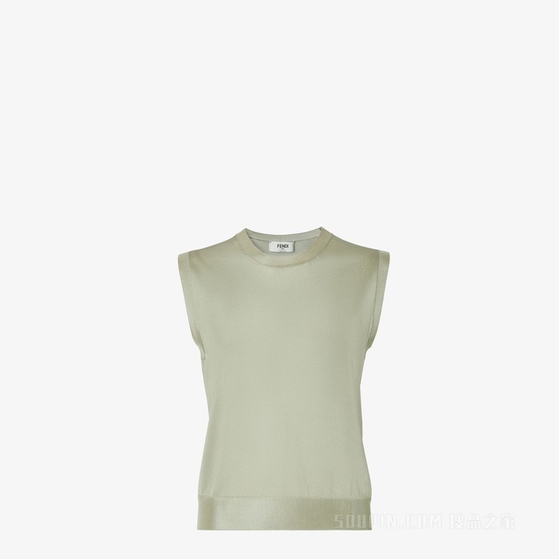 毛衣 浅绿色闪亮粘胶纤维毛衣