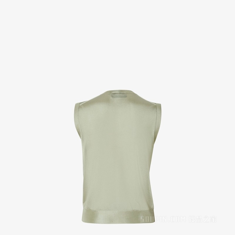 毛衣 浅绿色闪亮粘胶纤维毛衣