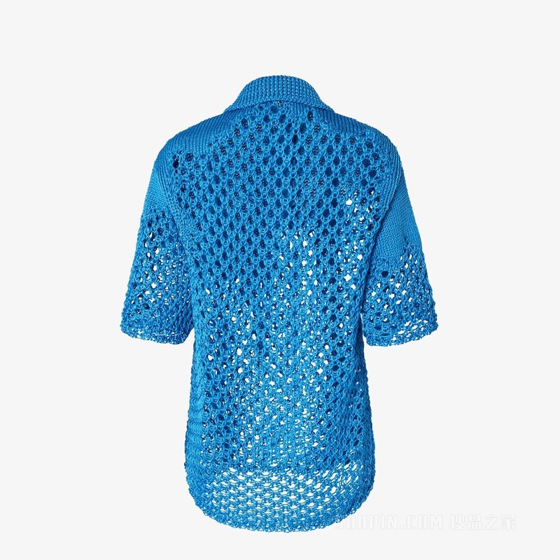 毛衣 浅蓝色流苏镂空织花桑蚕丝毛衣