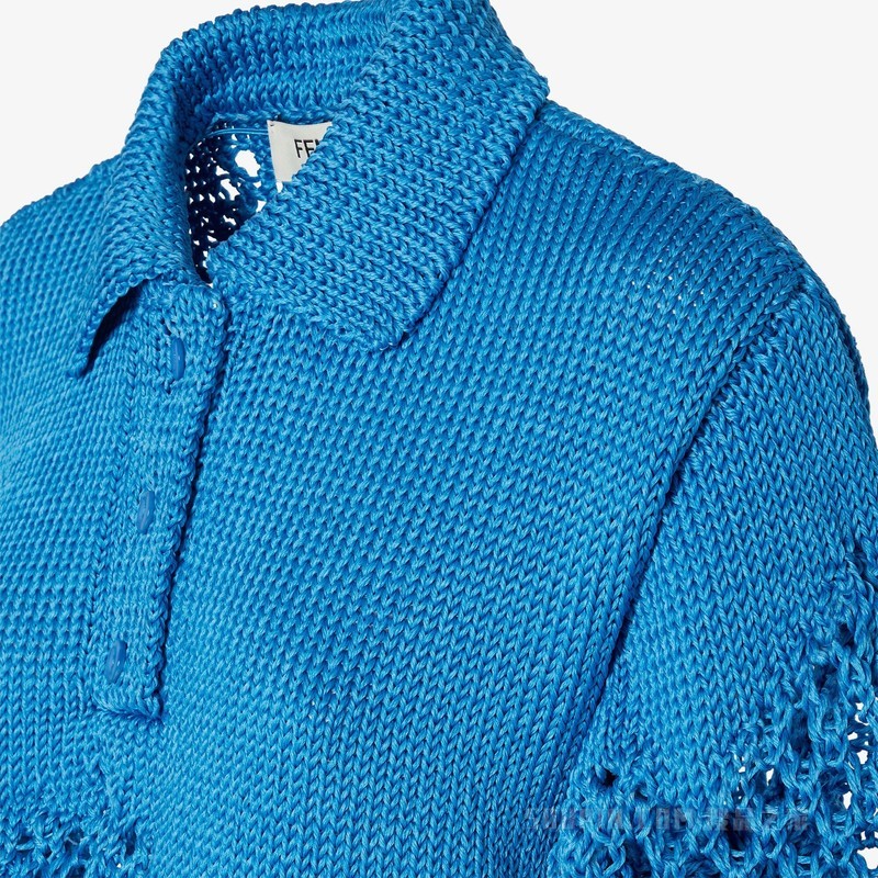 毛衣 浅蓝色流苏镂空织花桑蚕丝毛衣