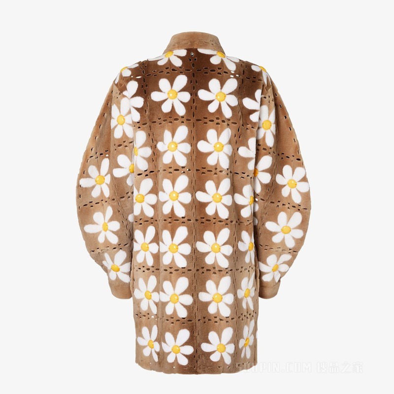 外套 棕色镶饰水貂毛皮外套