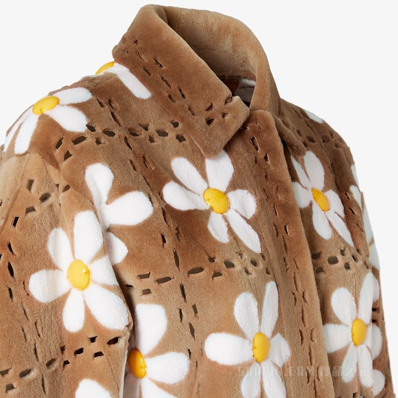 外套 棕色镶饰水貂毛皮外套