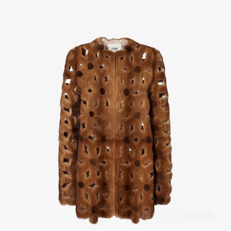 外套 浅棕色水貂毛皮大衣