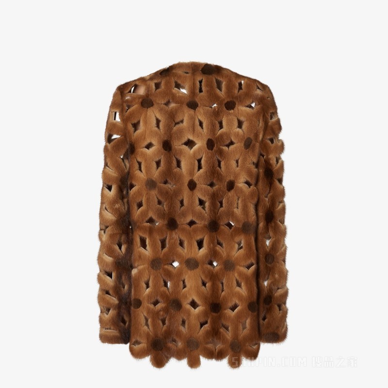 外套 浅棕色水貂毛皮大衣