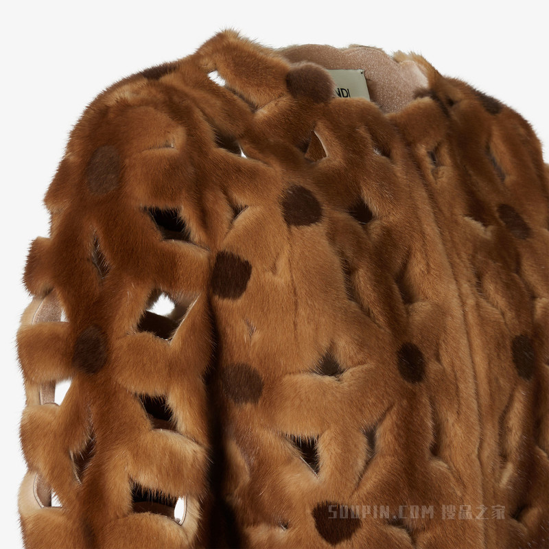 外套 浅棕色水貂毛皮大衣