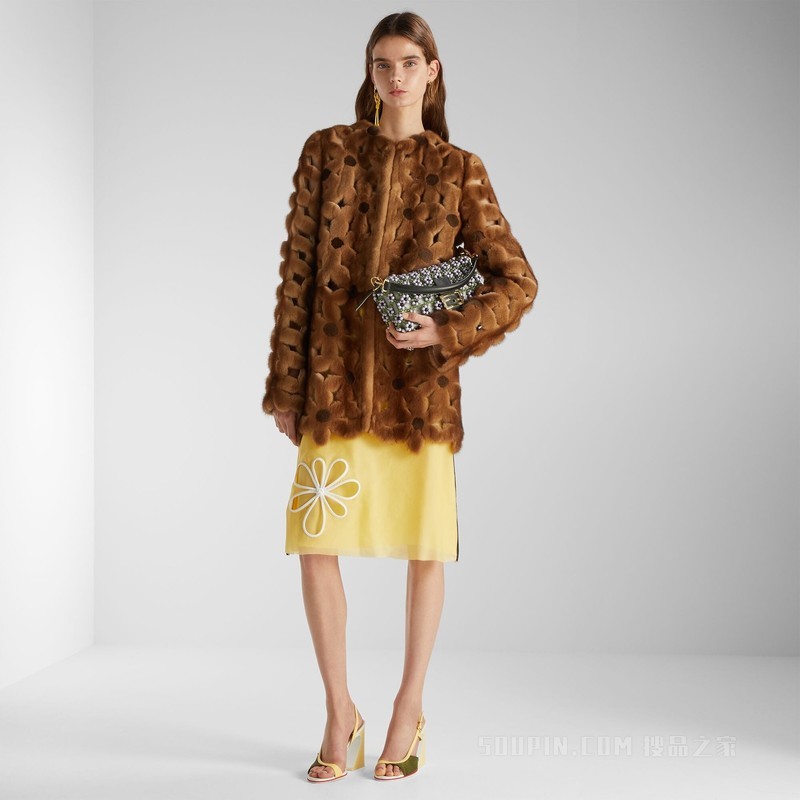 外套 浅棕色水貂毛皮大衣