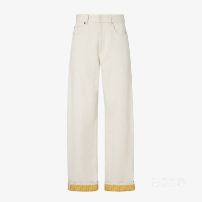 长牛仔裤 米色牛仔裤