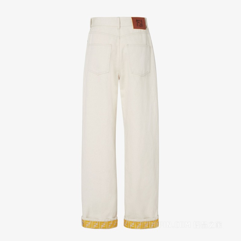 长牛仔裤 米色牛仔裤