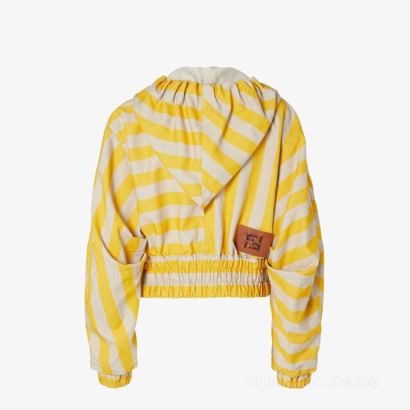 夹克 黄色和米色Pequin牛仔面料夹克