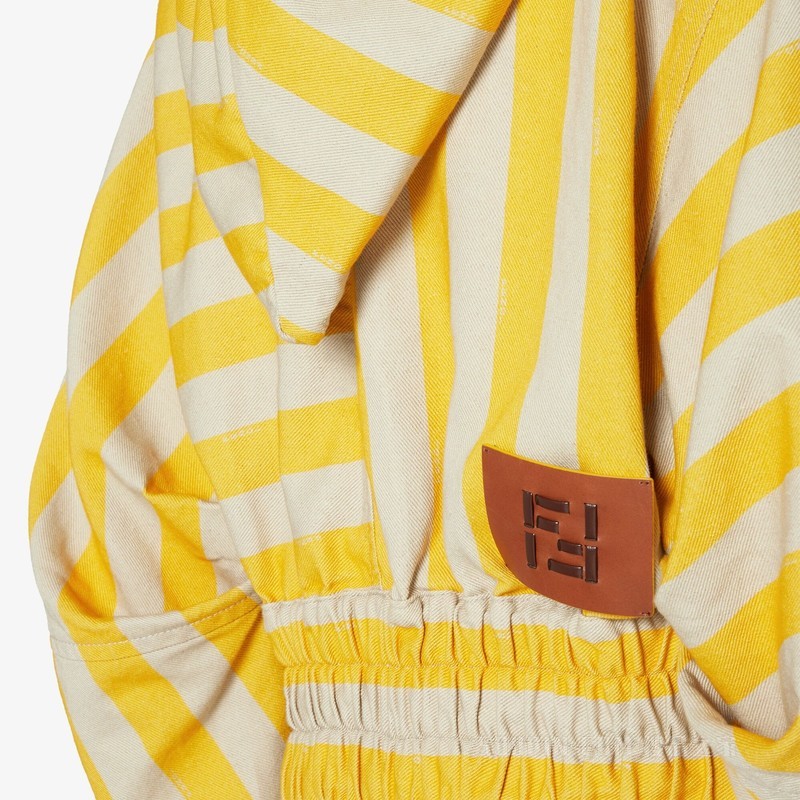 夹克 黄色和米色Pequin牛仔面料夹克