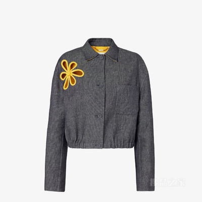 夹克 灰色和黄色双层牛仔面料夹克