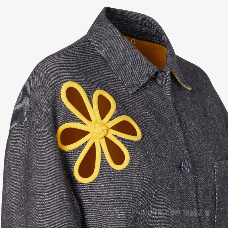 夹克 灰色和黄色双层牛仔面料夹克