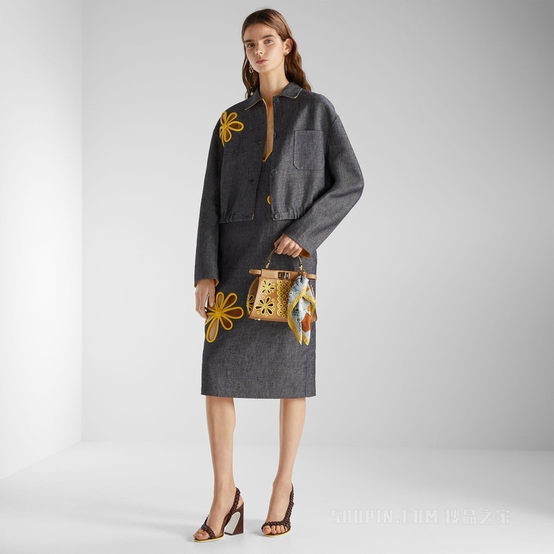 夹克 灰色和黄色双层牛仔面料夹克