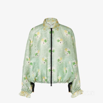 夹克衫 浅绿色欧根纱蕾丝飞行员夹克