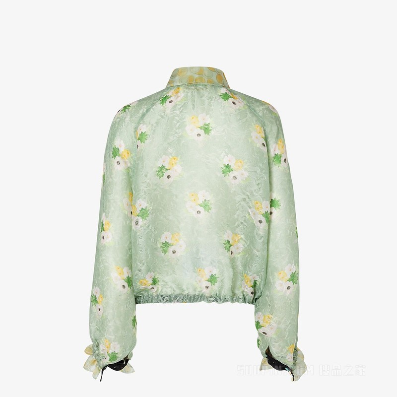 夹克衫 浅绿色欧根纱蕾丝飞行员夹克