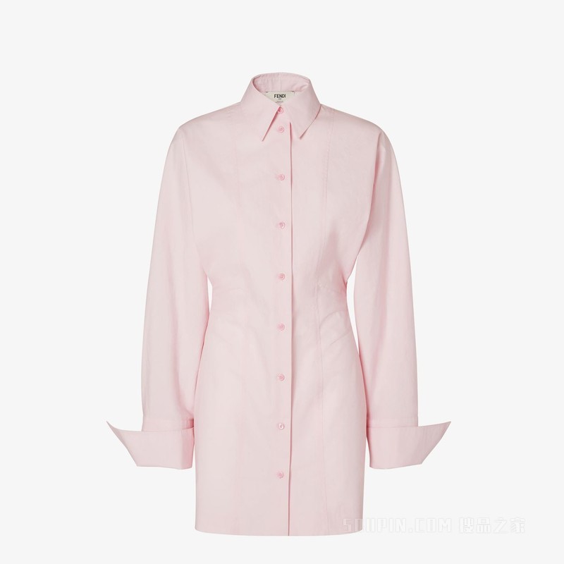 连衣裙 浅粉红色棉质府绸连衣裙