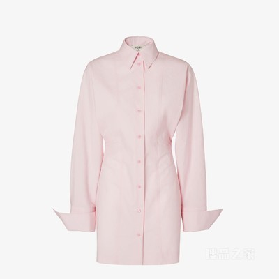 连衣裙 浅粉红色棉质府绸连衣裙