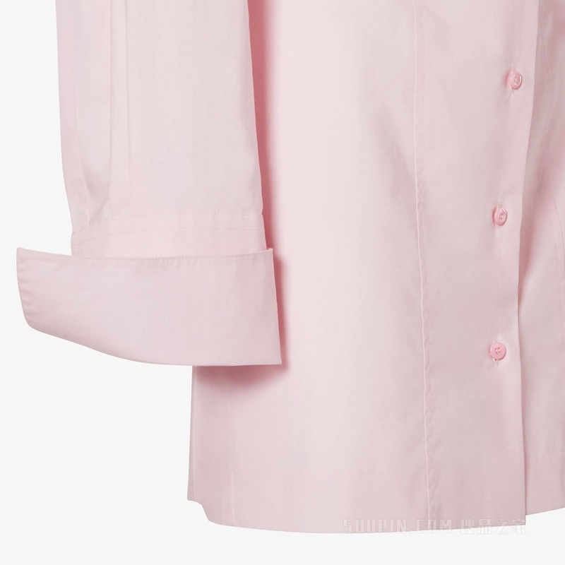 连衣裙 浅粉红色棉质府绸连衣裙