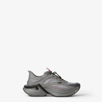 FENDI F-Light 灰色高科技布料和皮革跑步鞋
