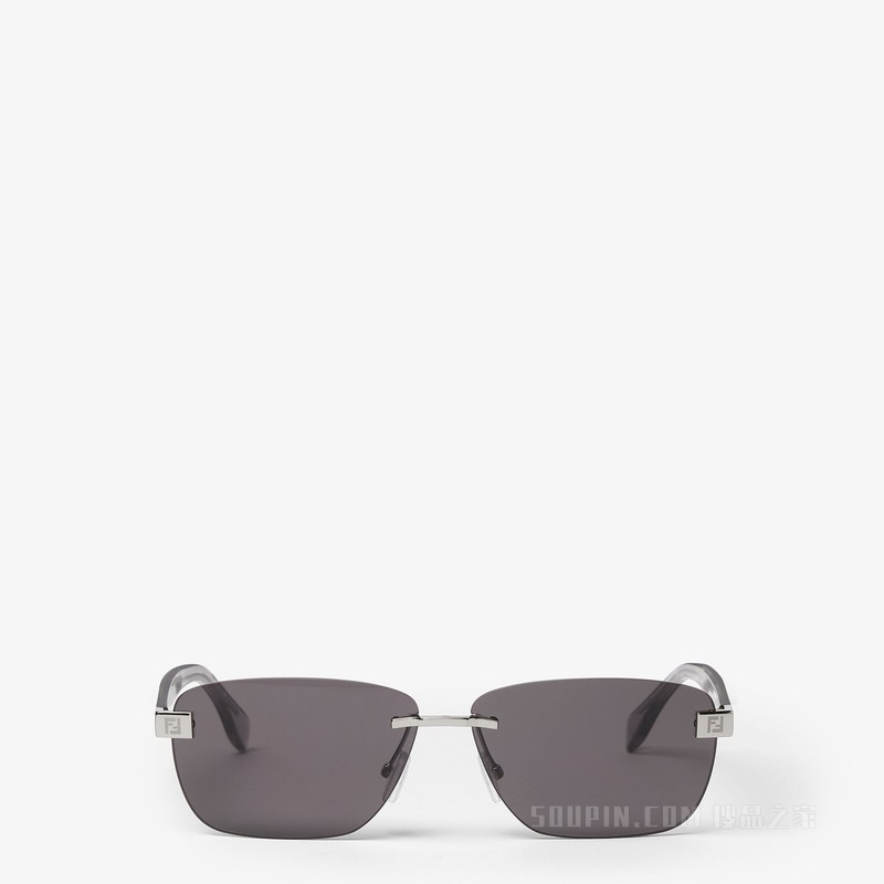FENDI Sky 透明醋酸酯材料和银色金属太阳镜