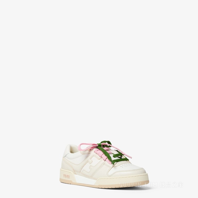 FENDI Match 白色皮革低帮鞋