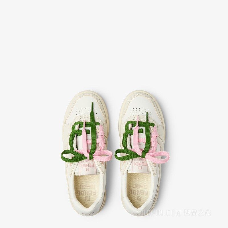 FENDI Match 白色皮革低帮鞋