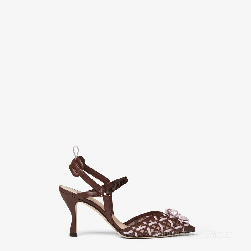 COLIBRI Lite 深棕色和淡紫色皮革高跟露跟凉鞋