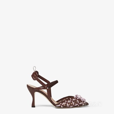 COLIBRI Lite 深棕色和淡紫色皮革高跟露跟凉鞋