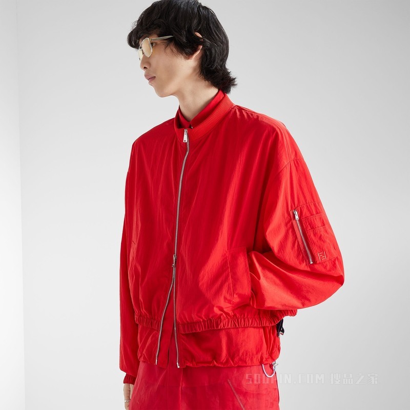 夹克衫 红色尼龙夹克衫