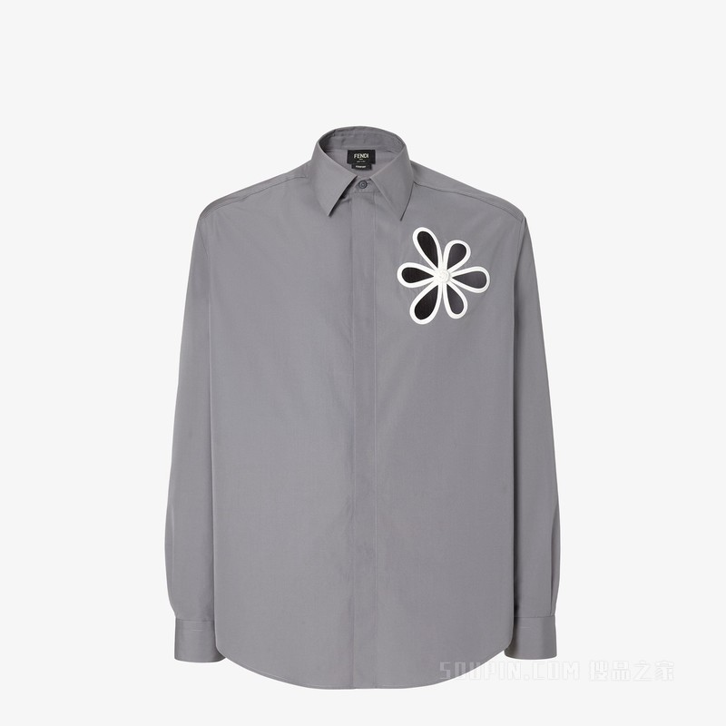 衬衫 灰色府绸衬衫